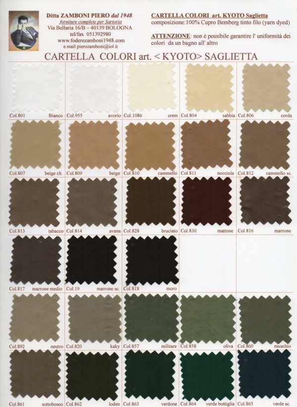 03/0838 Saglia/140 art. KYOTO -  fodera, lining, cupro bemberg - immagine 3