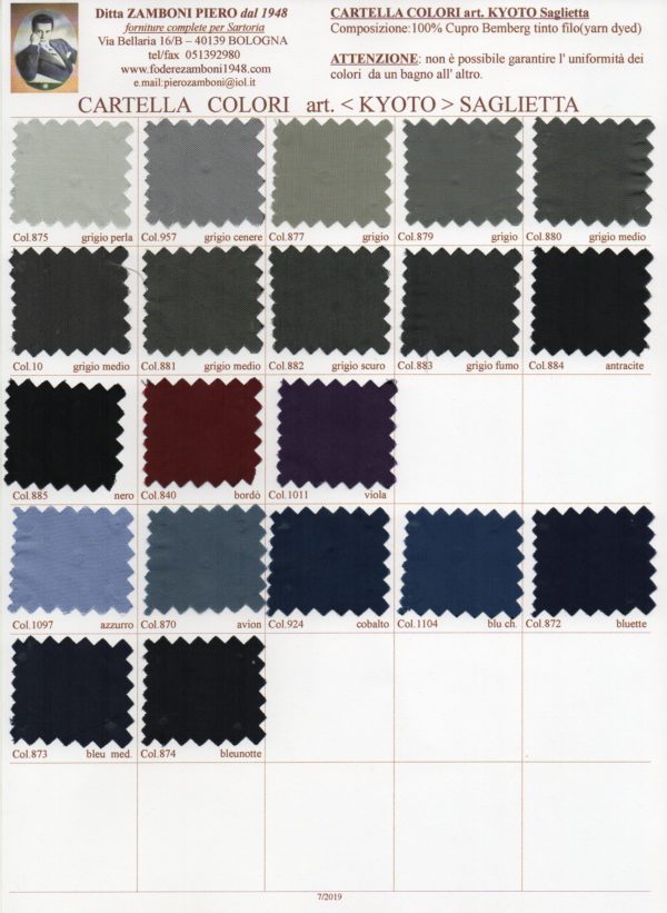 03/0838 Saglia/140 art. KYOTO -  fodera, lining, cupro bemberg - immagine 2