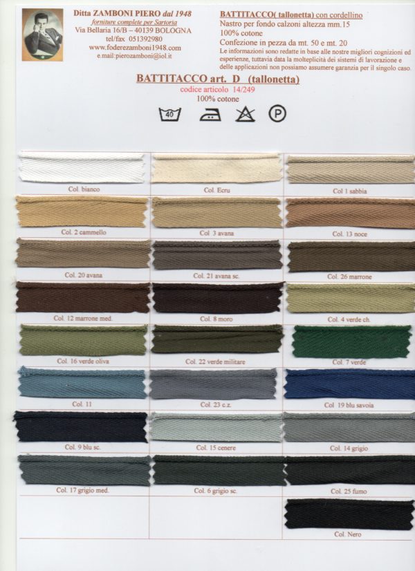 14/0249 Battitacco per pantaloni art. " D " tape used in trouser hems