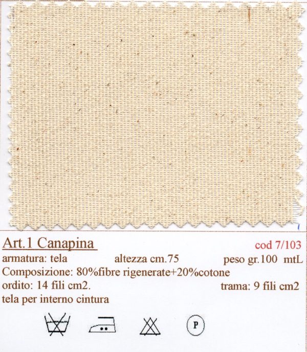 07/0103 Canapina/75 art. 1- canvas for reinforcement trouser belt - immagine 2