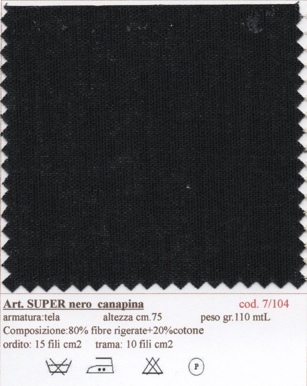 07/0104 Canapina/75 art. SUPER col.Nero - canvas for reinforcement trouser belt - immagine 2