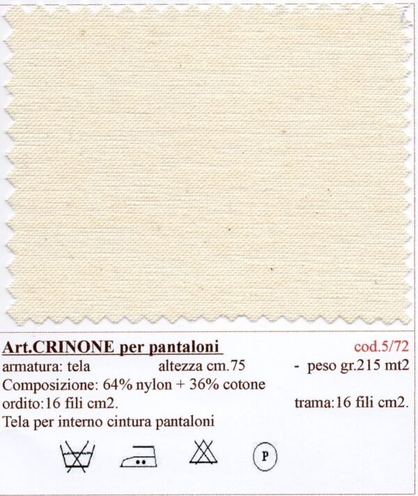 05/0072 CRINONE/75 per pantaloni - canvas for reinforcement trouser belt - immagine 2