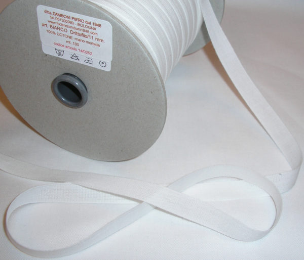 14/0252 Nastro drittofilo/11 mm. art. BIANCO confezione da mt. 100