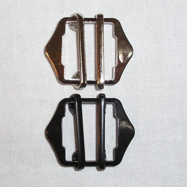 12/0177/N .  Fibbia per gilet art. JX 19 double colore nero - BUCKLE FOR TROUSERS