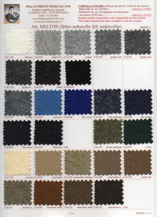 10/0880 Melton/90 cm. art. EXTRA  felt undercollar - immagine 2